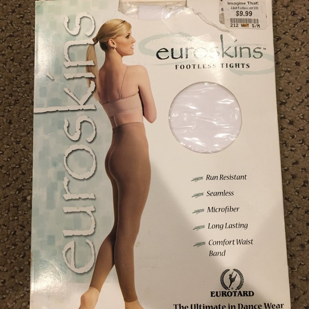 NWT Adult EuroSkins White Footless Tights